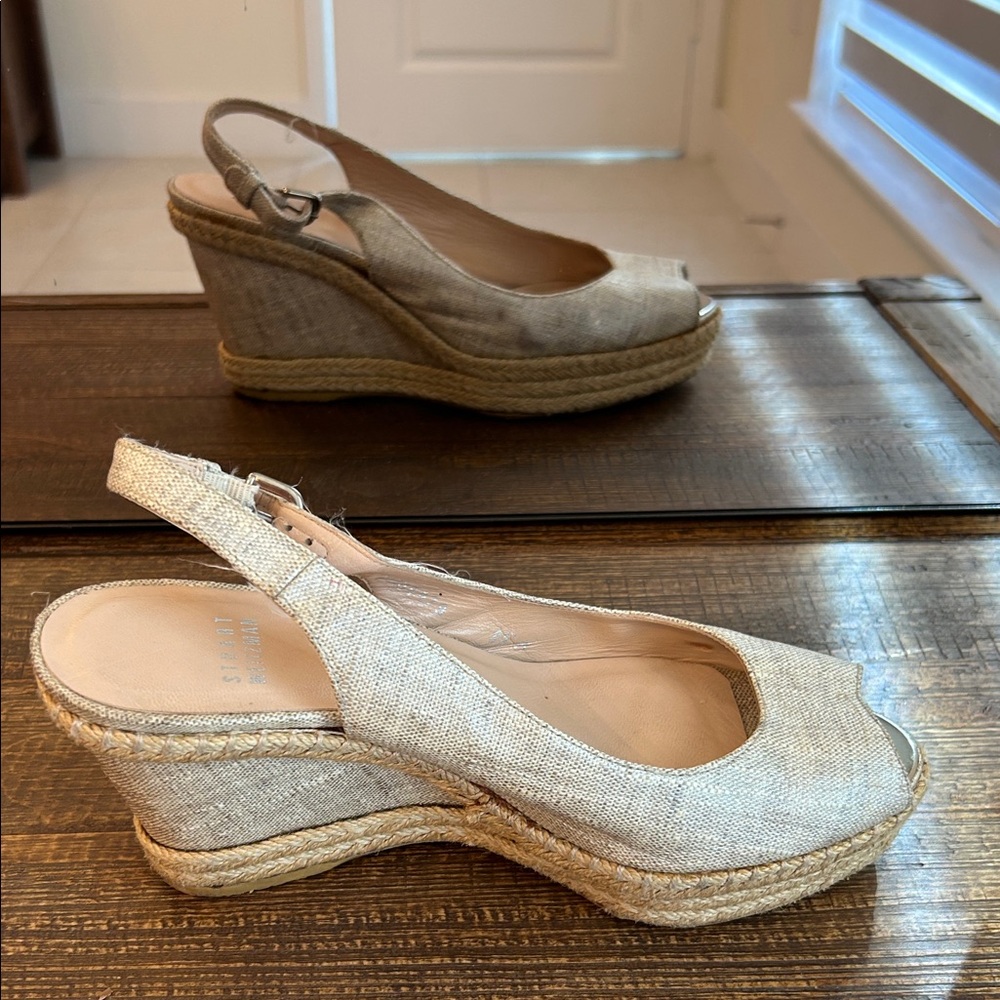 Stuart Weitzman Cream Wedge Espadrilles
